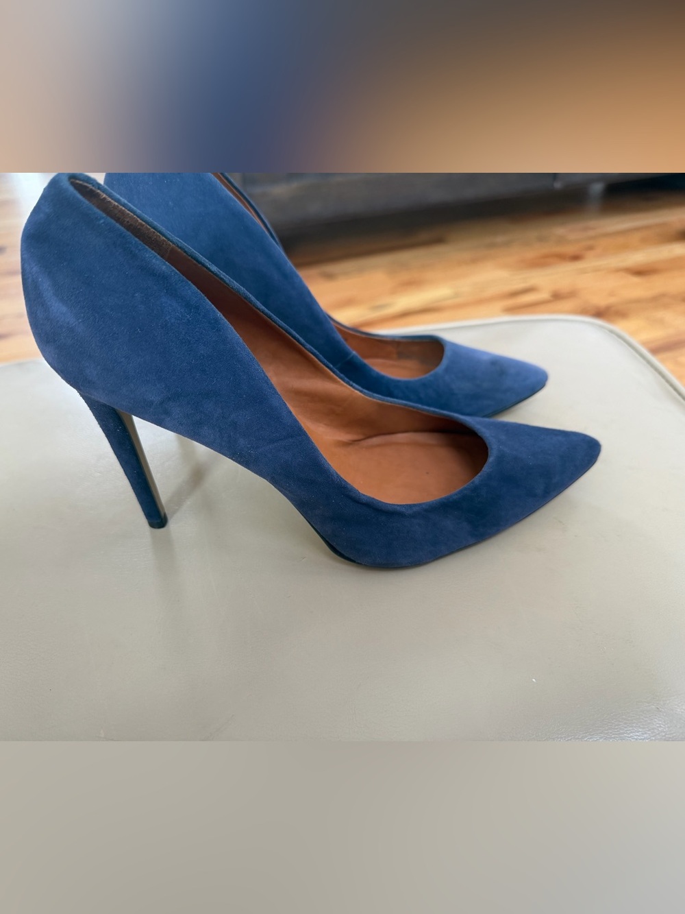 Cathy Jean Navy Suede Pointed-Toe Stiletto Pump